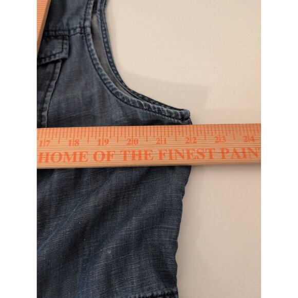 Talbots Chambray Utility Vest Womens Size XL Blue Chore Sleeveless Button Front - Picture 10 of 11